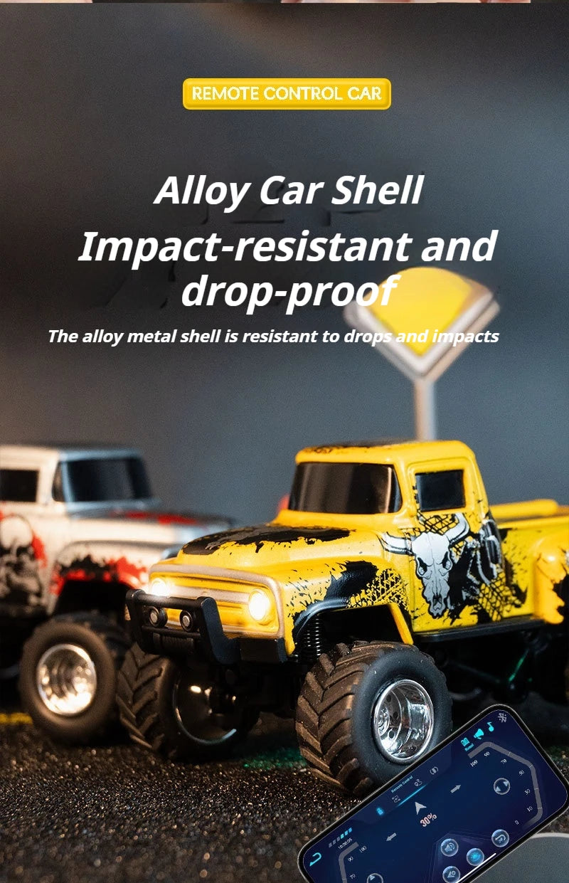 Little Monster 1/64 Rc Car Mini 2.4Ghz Remote Control Cars with Cool Spray Painting Pattern Rc Off-road Vehicle Boy’s Toys Gifts