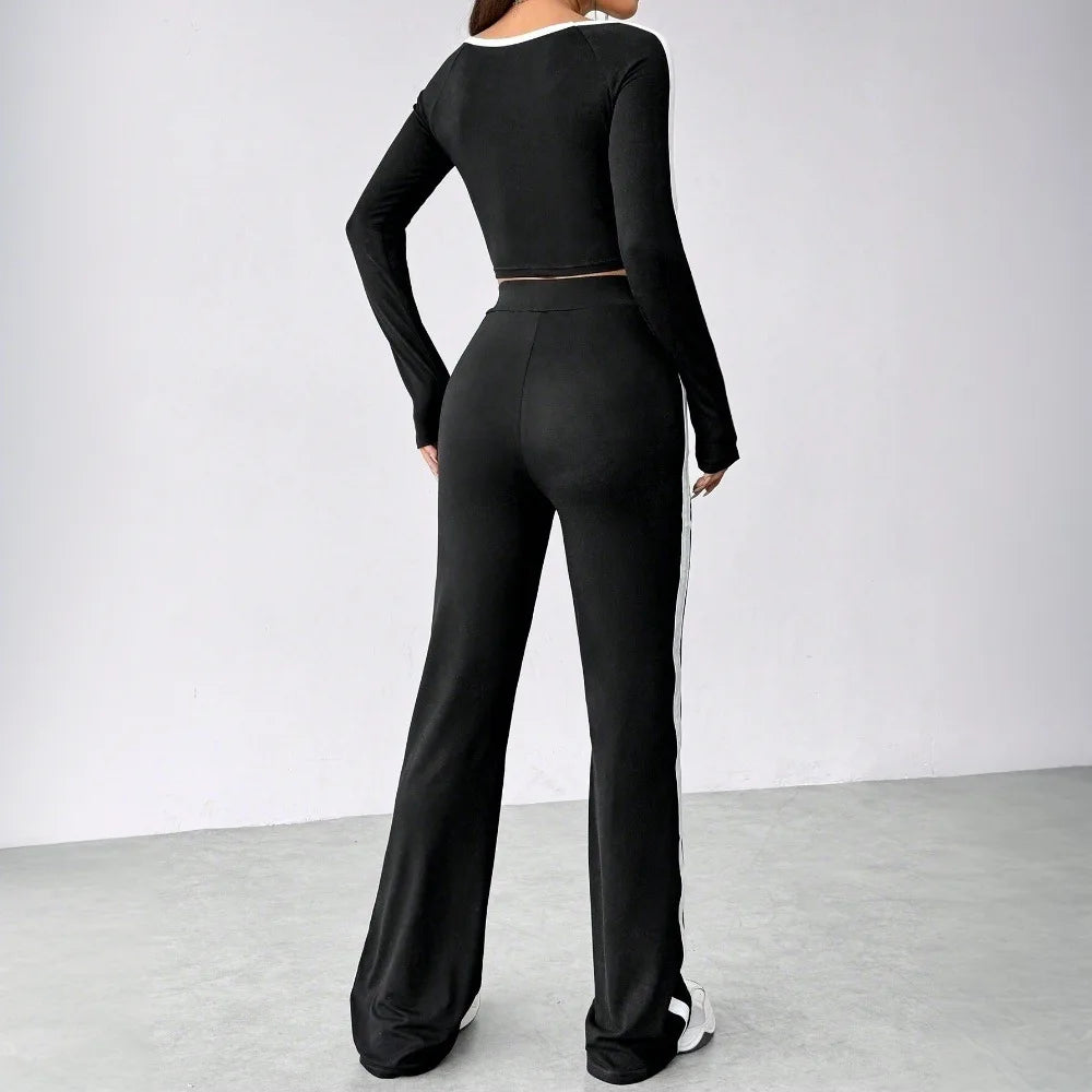 Women's Simple Style Fashion Suit 2025 Autumn and Winter New Style Fashionable Versatile Leisure Sports Two-piece Suit
