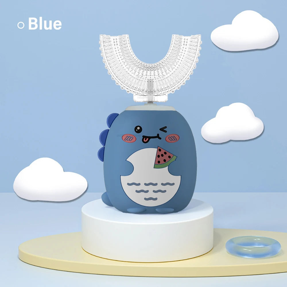 Children'S Electric Toothbrush 360° Sonic Electric Toothbrush Rechargeable Smart Toothbrush Blue Light IPX7 Toothbrush U-Shaped
