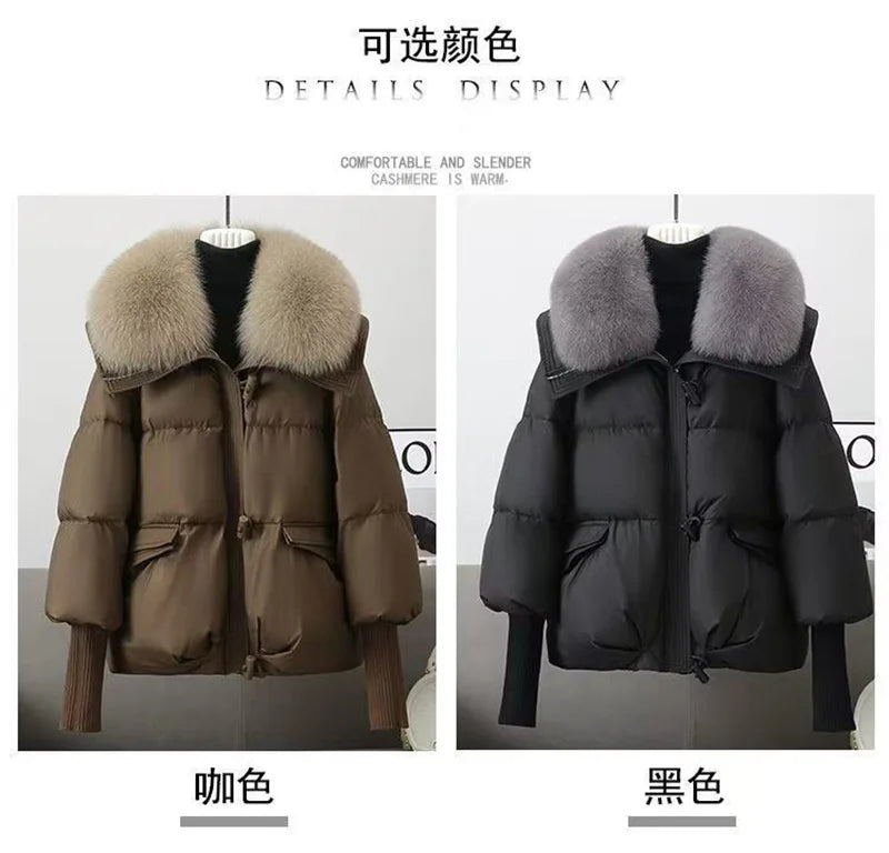 2024 New Loose Ladies Cropped Jacket Winter Woman Parka Overcoat Korean Fashion Female Ultra Light Warm Coat