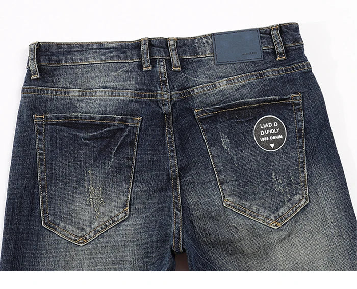 KSTUN Jeans Men New Arrivals Autumn Winter Direct Straight Retro Blue Stretch Vintage Casaul Streetwear Moto Biker Jeans Size 40
