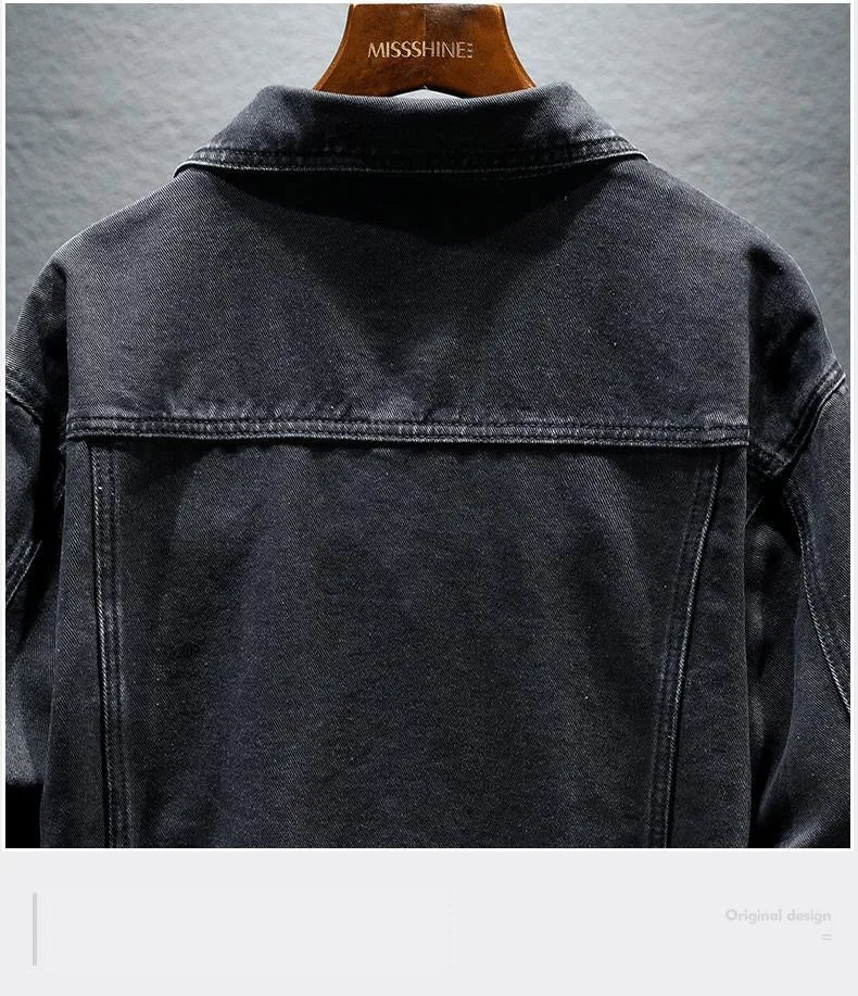 2024 Spring and Autumn New Fashion Solid Color Cotton Large Size Denim Jacket Men's Casual Relaxed Comfortable Breathable Jacket
