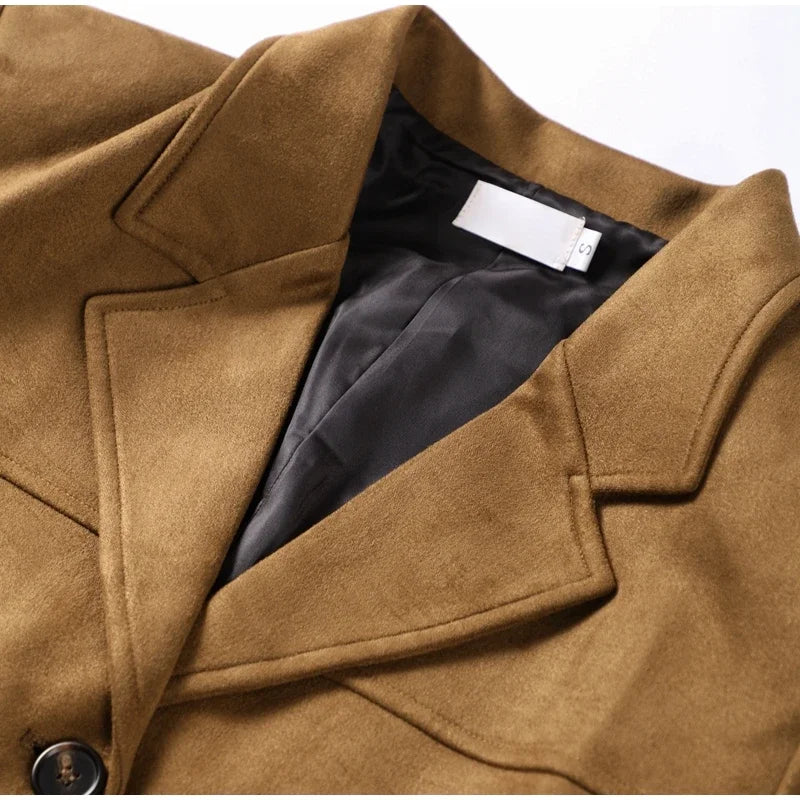 Boyfriend Brown Coat For Women Spring Turndown Collar Long Sleeve Female Jacket 2025 Fashion Loose Single-breasted Lady Coats