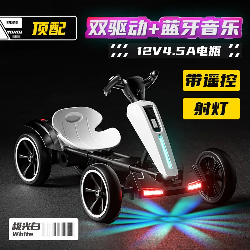 With Led Light And Music Kids Electric Kart, Four-wheel Can Ride On Remote-controlled Toy Car for Ages 1-3 To 6