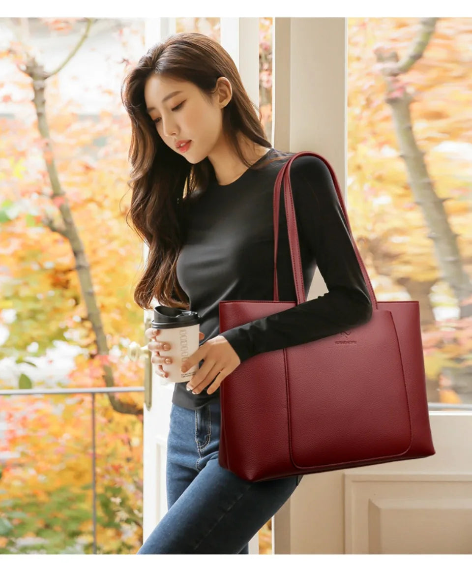 Large Capacity Women Shoulder Tote Bag Pu Leather Hand Bags for Women 2025 Designer Daily commuting Handbags HIgh Quality Sac