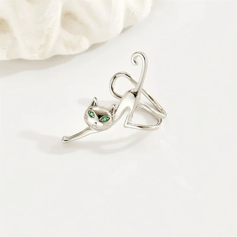 1 Pc Funny Green Eye Cat Clip Earring for Women Cute Animal Kitten No Ear Hole Without Piercing Earbone Earring Party Jewelry