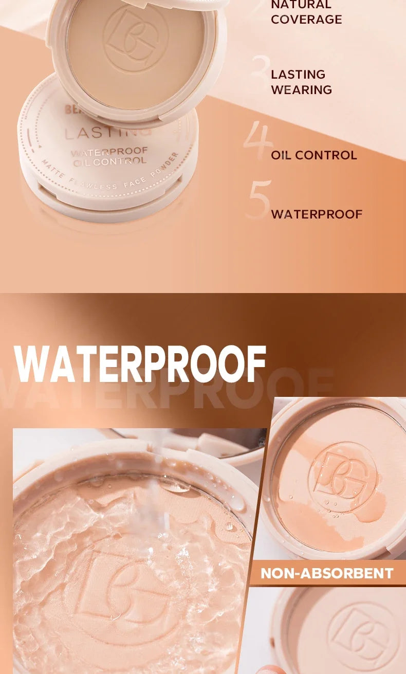 BEAUTY GLAZED Face Powder Oil Control Flawless Long Lasting Waterproof Lipstick Matte Setting Powder Face Makeup With Mirror
