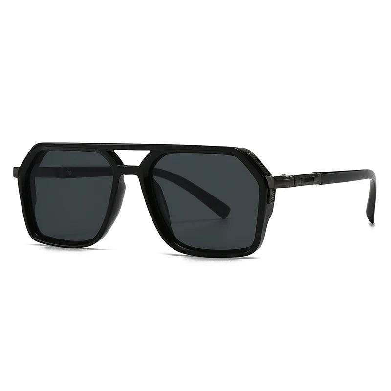 New European and American Style Men's Aviator Glasses, Retro Double Bridge Square Frame Sunglasses, Cross-Border Ready Stock 62013