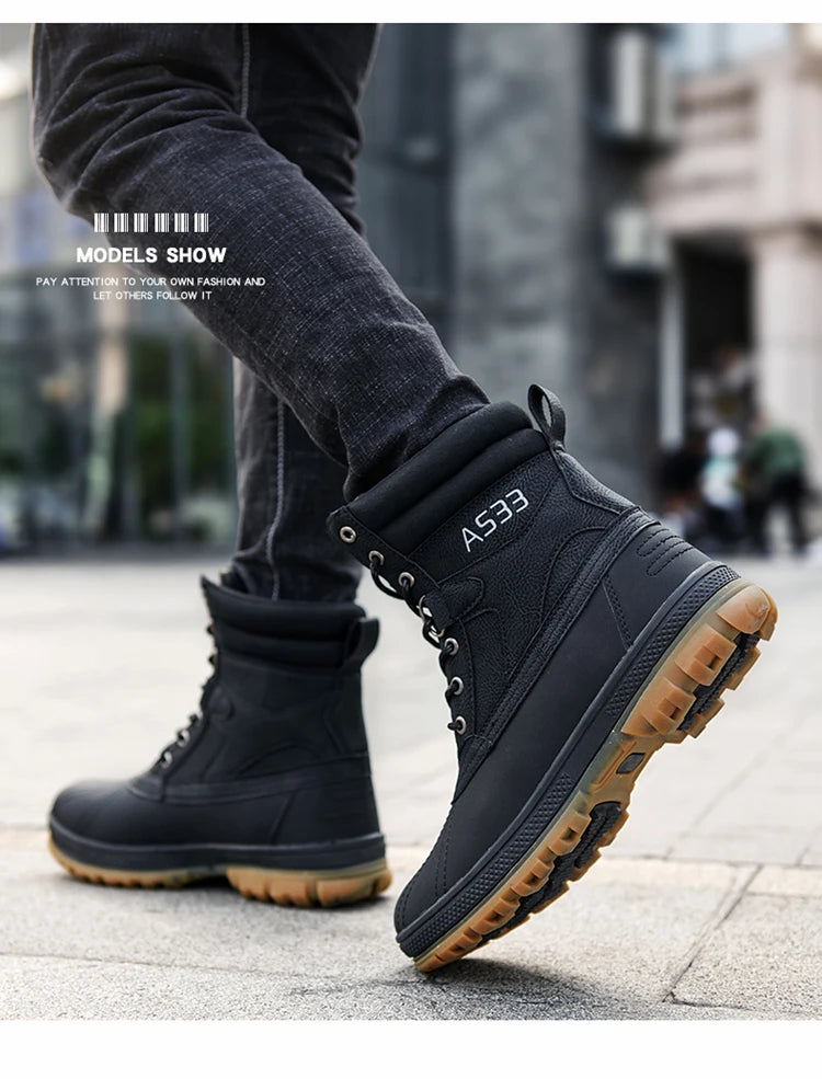 Plus Size 47 Outdoor Men Boots Winter Snow Boots for Men Training Work Boots Waterproof Slip-Resistant Keep Warm Winter Shoes