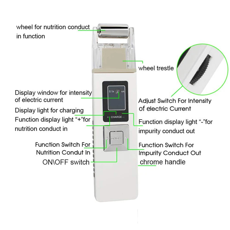Wireless Galvanic Microcurrent Skin Firming Machine Face Skin Cleaner Skin Tightening Tools Facial Lifting Device Massage Roller
