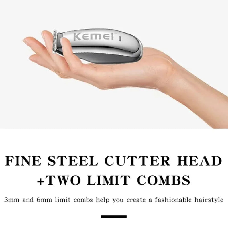 Kemei Mini Electric Hair Clipper Men's Hair/Beard Trimmers Portable Travel Haircut Machine Rechargeable Carving Clipper KM-666C