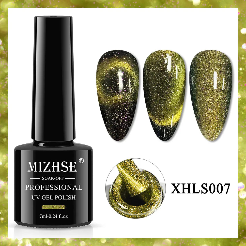 MIZHSE 7ML Reflective Top Coat Gel Nail Polish Shiny Glitter Vernis Semi Permanent Varnish Nail Gel Polish for Manicure Nail Art