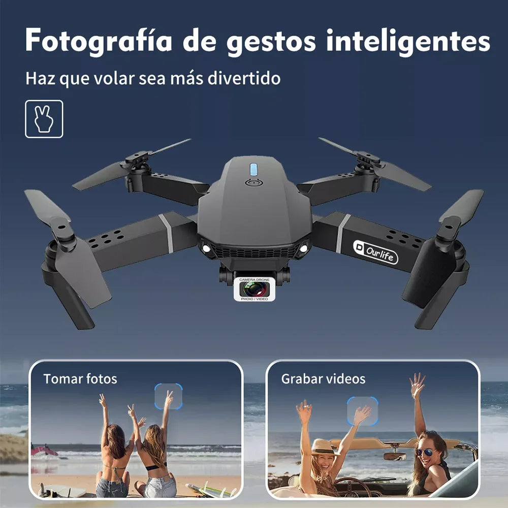 Drones Camera 4K E88 Wide Angle, 1080P Hd Camera, Wifi, Fpv Drone, Mini Drone, Height Support, Foldable, Rc, Quadcopter, Children's Toys