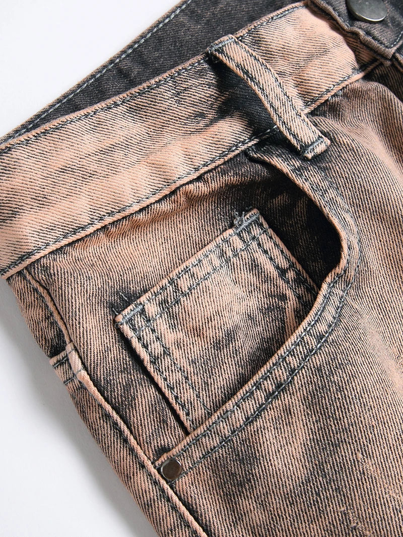 Purple Ripped Men's Jeans Spring Summer Slim Fit Straight Hole Cotton Denim Pants Distressed Destroyed Streetwear 28-40