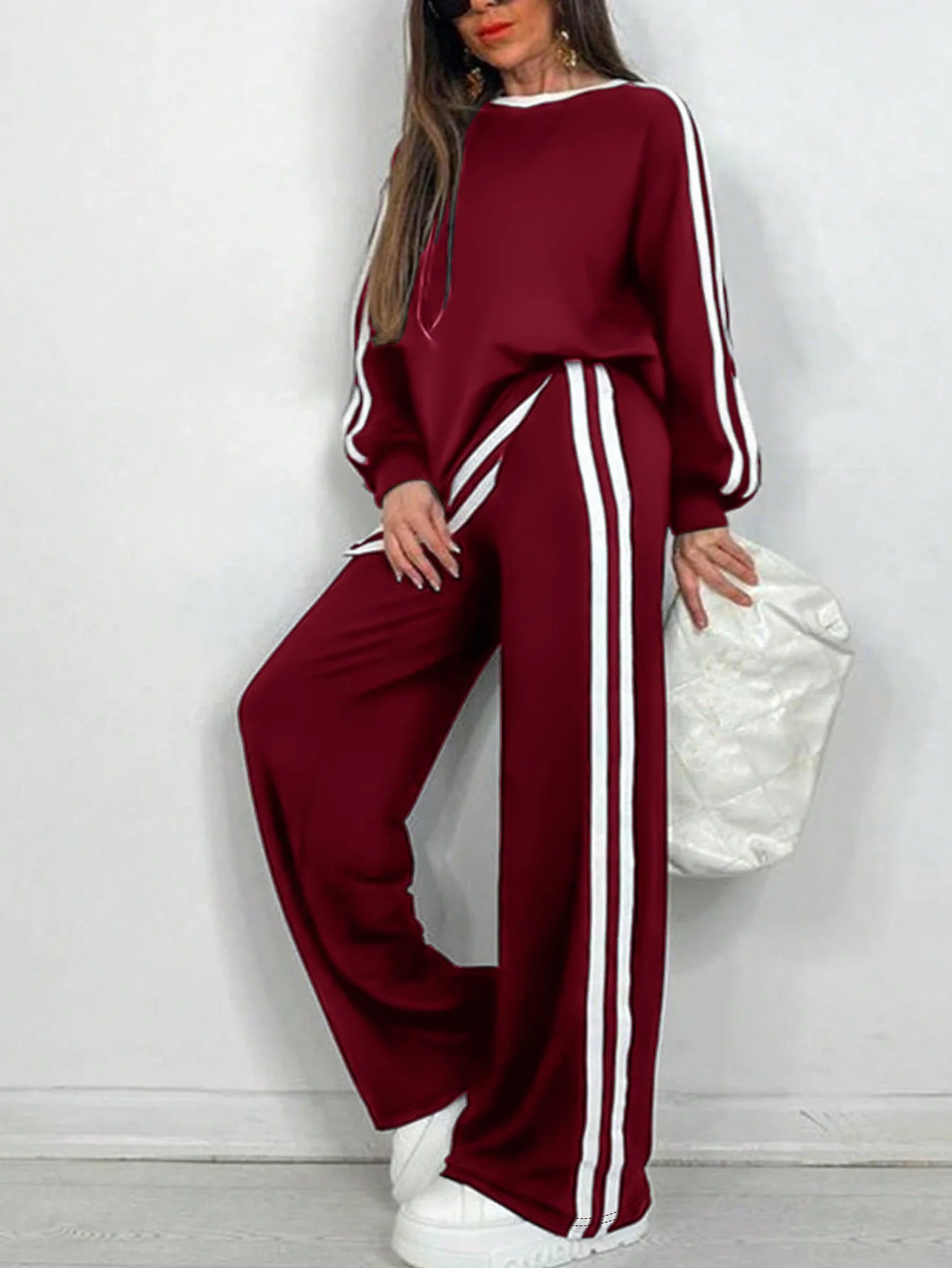 2025 Women's Sweat Suit Spring Autumn New Leisure Clothing Fashion Elegant Tops T-shirt Pants 2 Two Piece Set For Women
