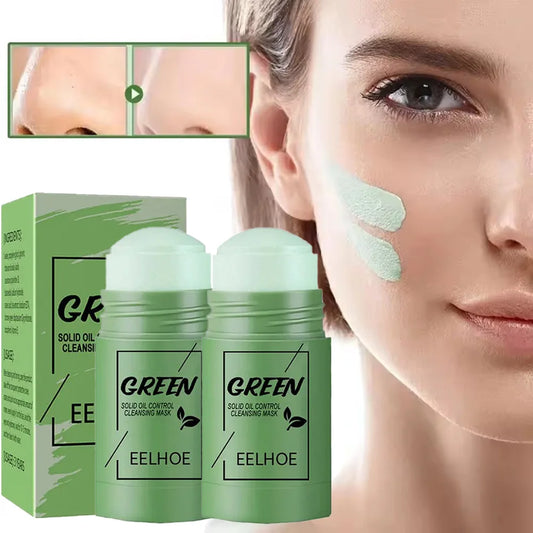 Face Clean Mask Green Tea Stick Deep Cleansing Mud Film Oil Control Remove Blackheads Pores Shrink Beauty Skin Set for Travel