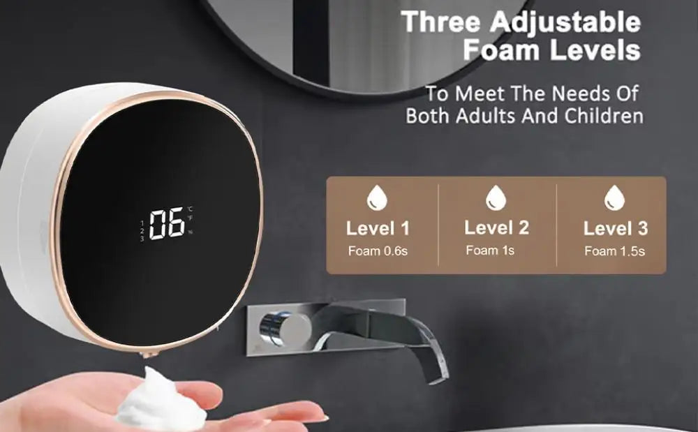 Electric Soap Dispenser with Touch Button Touchless Electric Soap Dispenser Wall Mount for Home Office Hotel for Bathroom