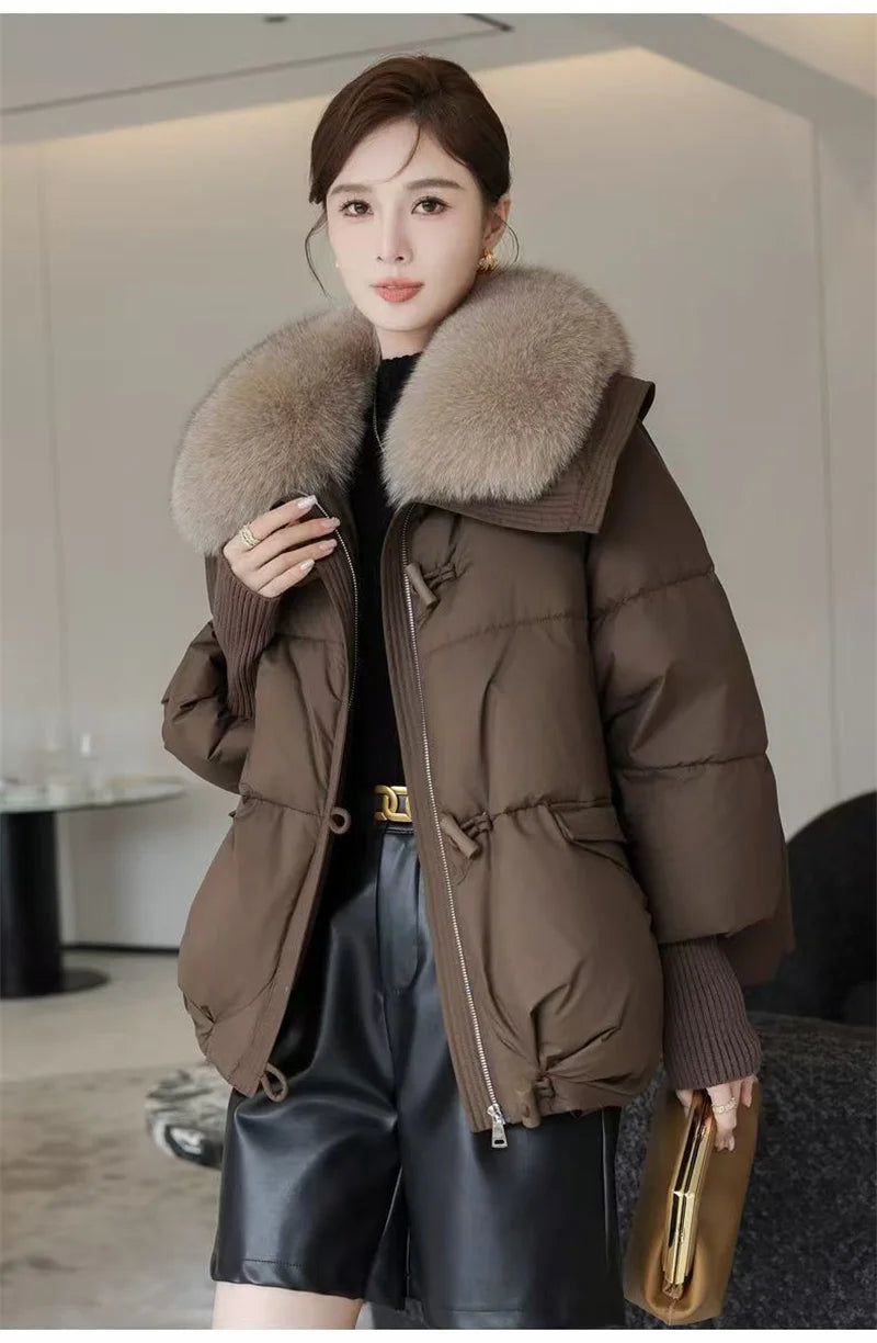 2024 New Loose Ladies Cropped Jacket Winter Woman Parka Overcoat Korean Fashion Female Ultra Light Warm Coat