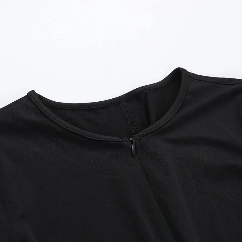 QNQO Black Rompers for Women V-Neck Chic Casual Playsuits Spring Summer 2025 New Fashion Female Long Sleeve Comfortable Rompers