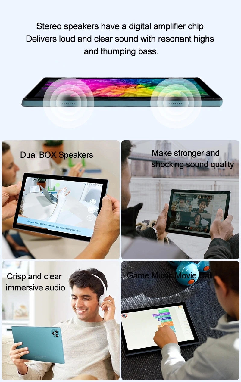 10.1 Inch Android Tablet 4G /5G LTE Phone Call Octa Core 8GB+512GB ROM Bluetooth Wi-Fi Google High Definition Display Tablet PC