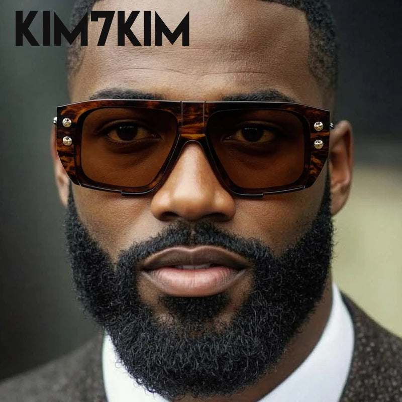 Steampunk Square Polarized Sunglasses Men Big 2025 Luxury Brand Punk UV400 Driving Sun Glasses Fashion Eyewear For Male Shades