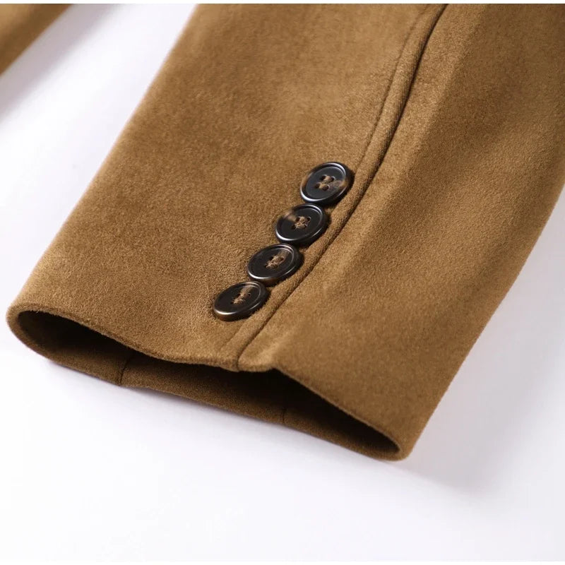 Boyfriend Brown Coat For Women Spring Turndown Collar Long Sleeve Female Jacket 2025 Fashion Loose Single-breasted Lady Coats