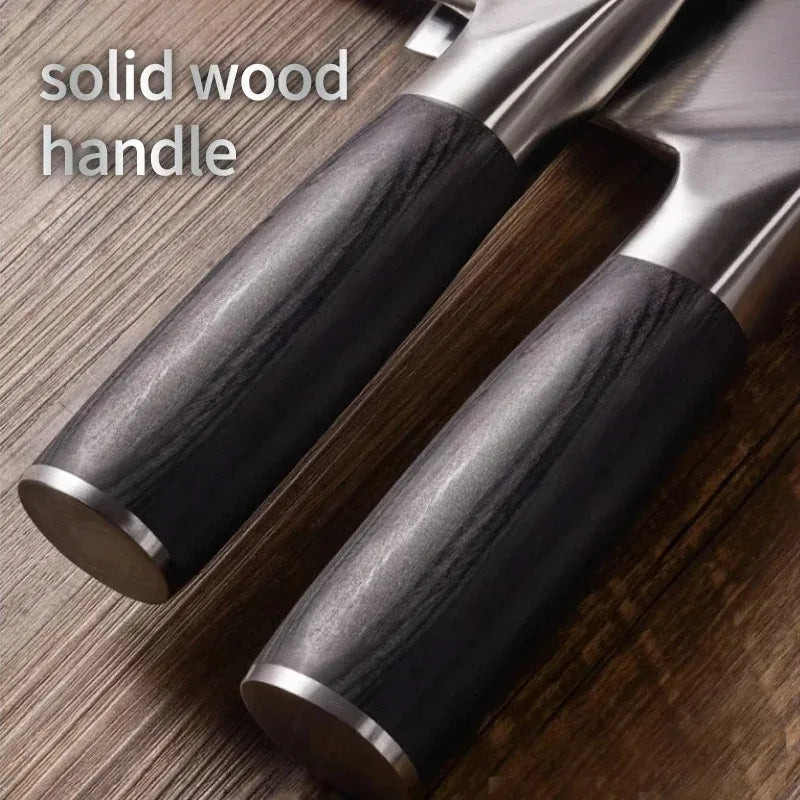 Professional Multi-Purpose Kitchen Knife Set,Chef'S Special Ultra-Sharp Meat Knife Cleaver Black Wood Handle Chopping Knife