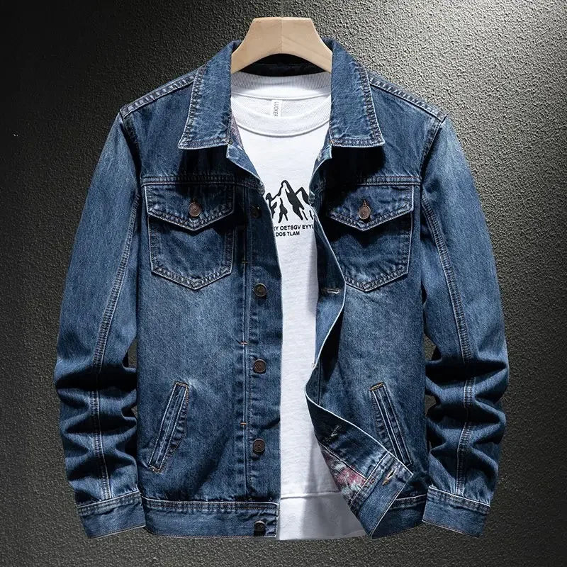 High Quality Loose Cowboy Coat for Men Autumn Denim Jackets Man Size L Original Menswear Washed Y2k Winter Outerwear Designer S