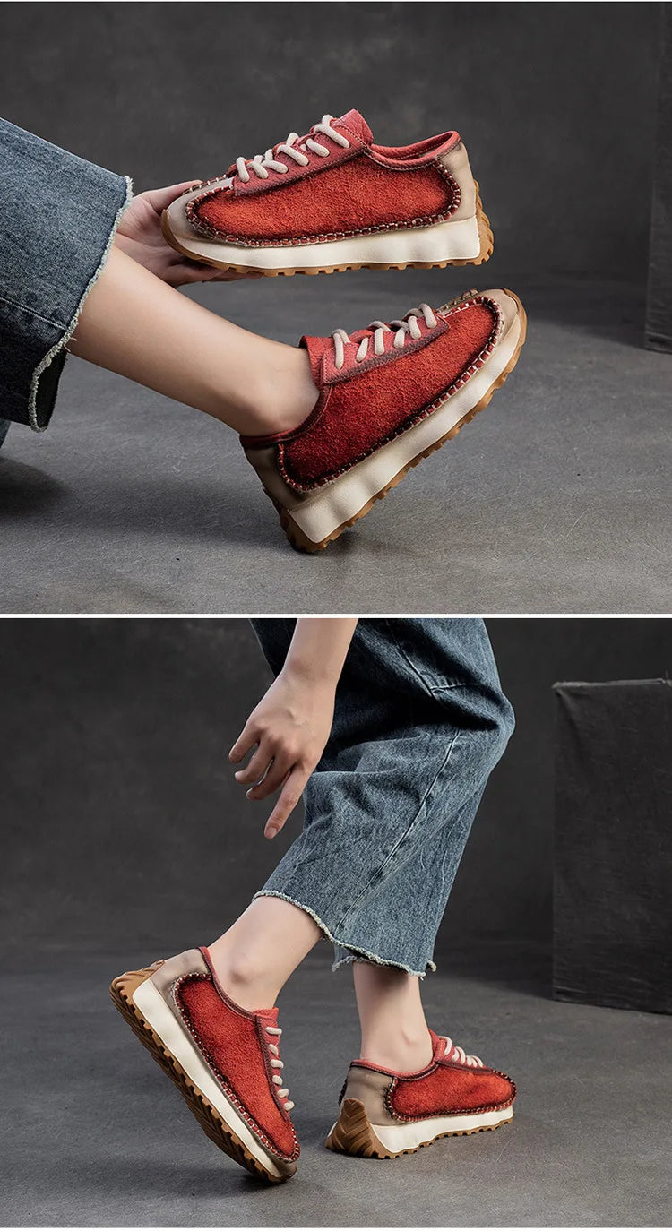 Koznoy 3cm Suede Cow Genuine Leather Mixed Color Preppy Girl Vulcanize Platform Wedge Summer Ladies Spring Autumn Comfy Fashion