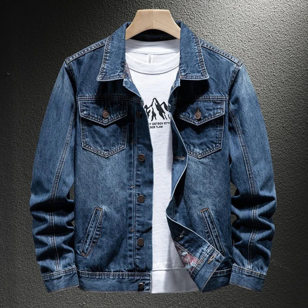 High Quality Loose Cowboy Coat for Men Autumn Denim Jackets Man Size L Original Menswear Washed Y2k Winter Outerwear Designer S