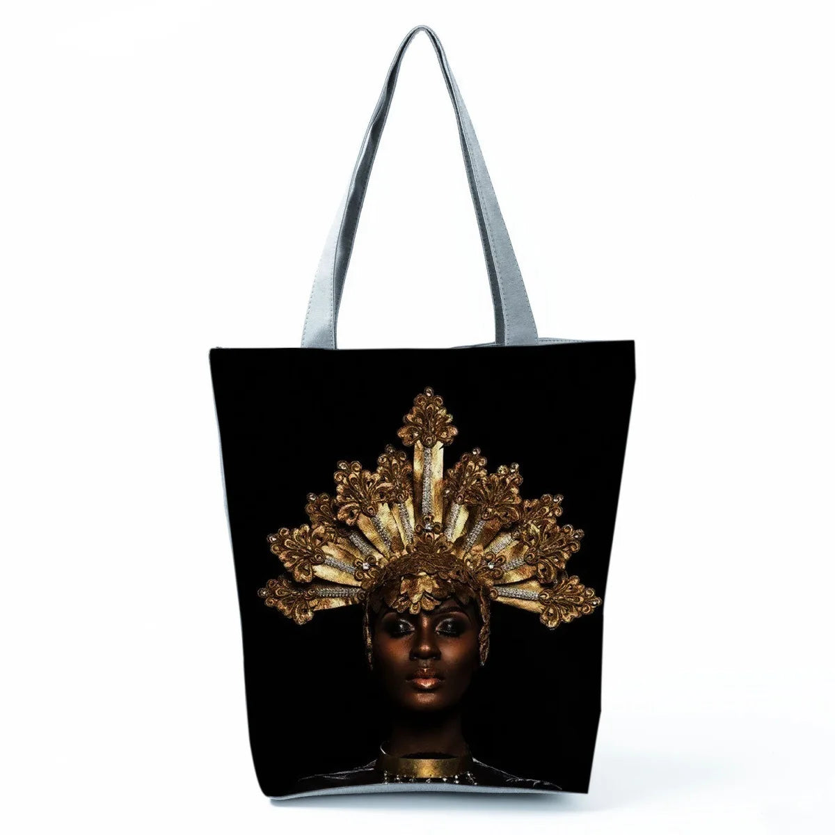 Fashionable Black Beauty Print Handbag Large Capacity Shoulder Bag Stylish Mystery Tote Bag for Women Versatile Polyester Bag