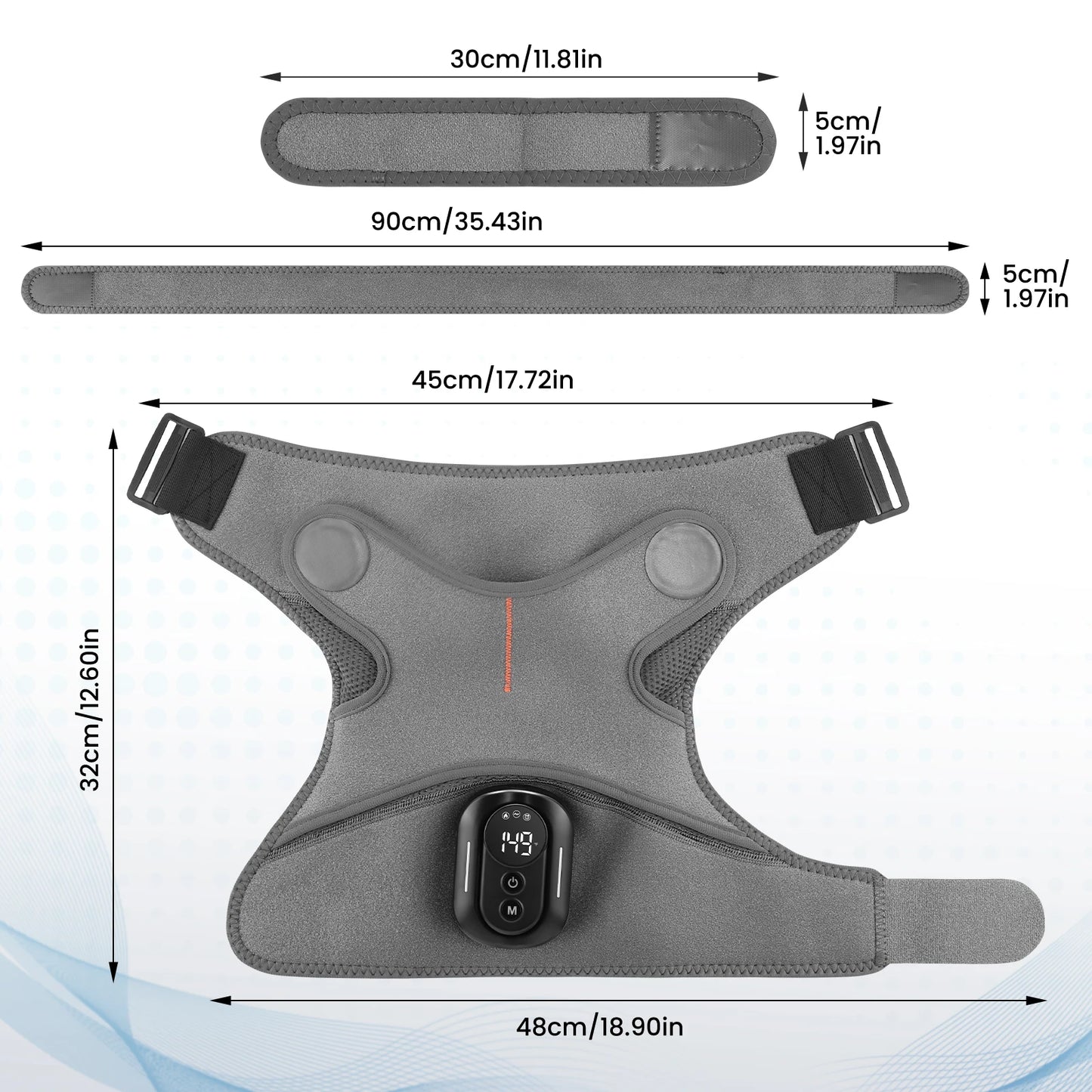 New Magnetic Remote Shoulder Massager,Cordless Heating,  4 Motors Vibration Massage,Timer Hot Compress Shoulder Pad,Muscle Relax