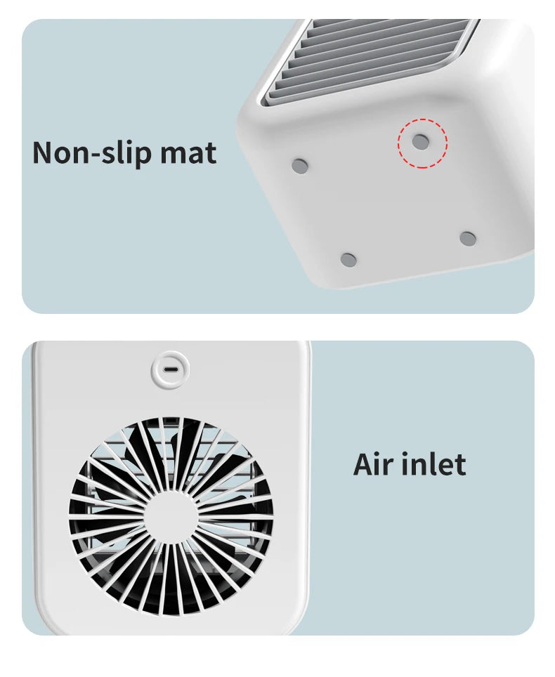 Desktop Air Cooler Personal Portable Fan with 2-Speeds Evaporative Air Cooler with 0.5L Water Tank Portable Cooler Fan for Home