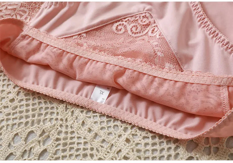 Plus Size Women Panties Sexy Lace Comfortable High Waist Milk Silk Panties for Women Underwear Ladies Briefs of Large Size XXXL