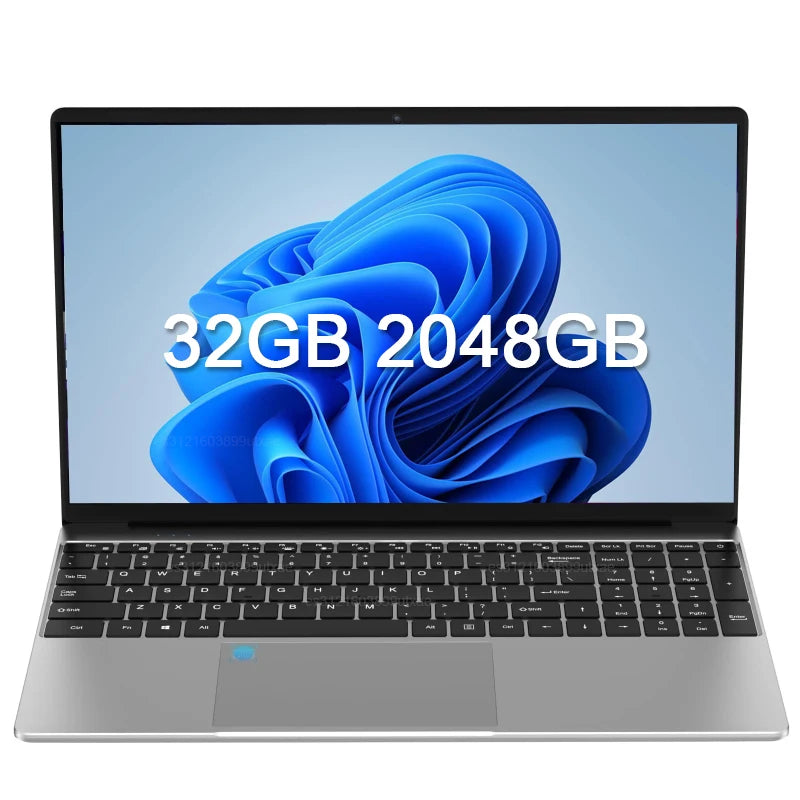 LENO NEW 15.6" Portable Laptop Intel N95 Windows11 32GB DDR4 2TB SSD 7500mAh Office Notebook Pc Gamer with Backlit Fingerprint