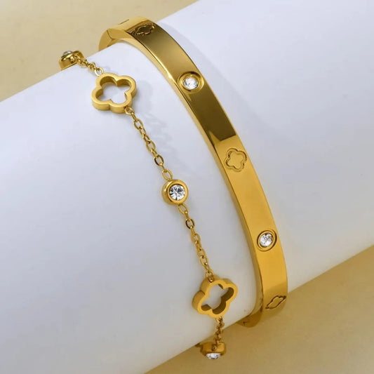 2pcs Women's Stainless Steel Bracelet Fashion Simple Design for Valentine's Day Mother's Day Gift