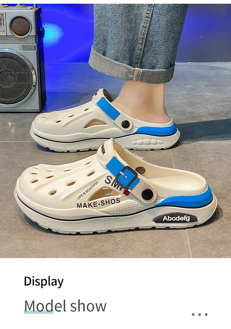Summer Men Clogs Non-slip Thick-soled Casual Shoes Outerwear Beach Soft-soled Baotou Slippers Men's Slippers Sandals