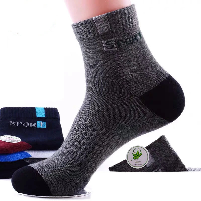 5pairs/set Men's Breathable Casual Sports Socks Quarter Socks For All Seasons