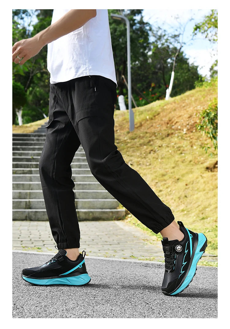 Spring Summer Large Rotating Buckle Mesh Breathable Sneakers Men's Running Shoes Fashion Casual Shoes 39-48