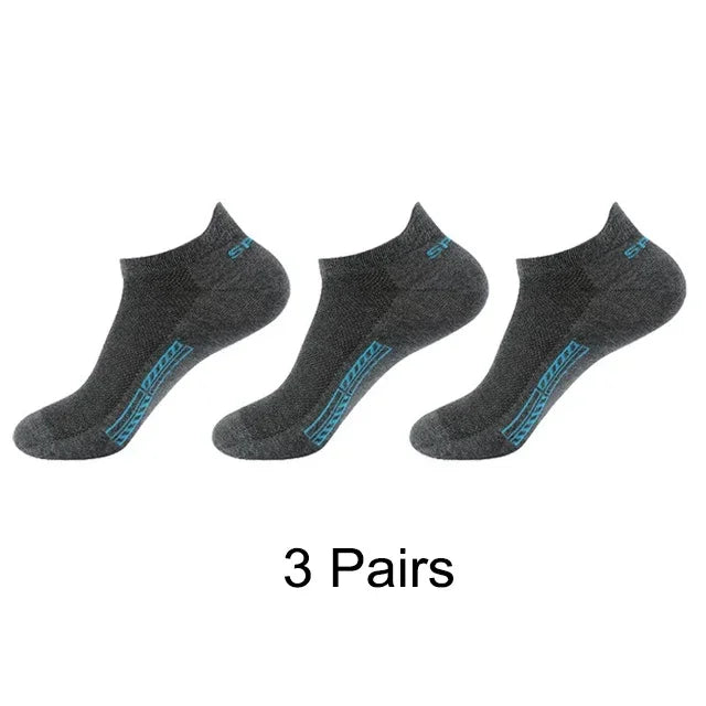 3Pairs Organic Cotton Men Socks Ankle Breathable Mesh Sports Sock Casual Athletic Summer Thin Short Sokken Plus Size EU36-44