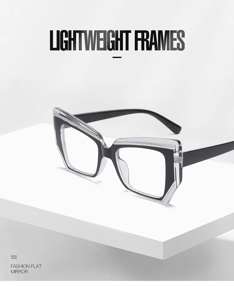 Cat Eye Anti Blue Light Glasses Women Trendy Polygonal Vintage Luxury Design Eyeglasses Ladies Fashion Irregular Square Eyewear