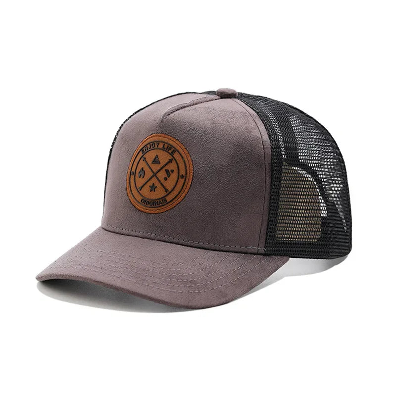 New round label letter grid baseball cap Spring and autumn outdoor men's and women's casual sunshade cap