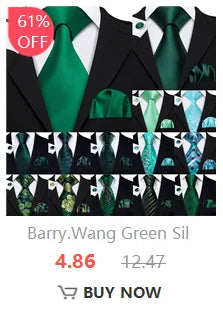 Barry.Wang Orange Brown Silk Mens Tie Hanky Cufflinks Set Gold Coffee Jacquard Designer Necktie For Male Wedding Business Party