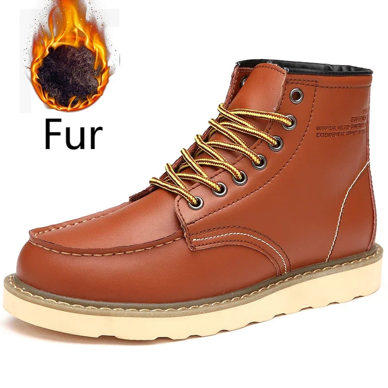 Genuine Leather Men Desert Boots Casual Outdoor Soft Sole Walking Shoes Outdoor Lace Up Boots High Quality Male High Top Shoes