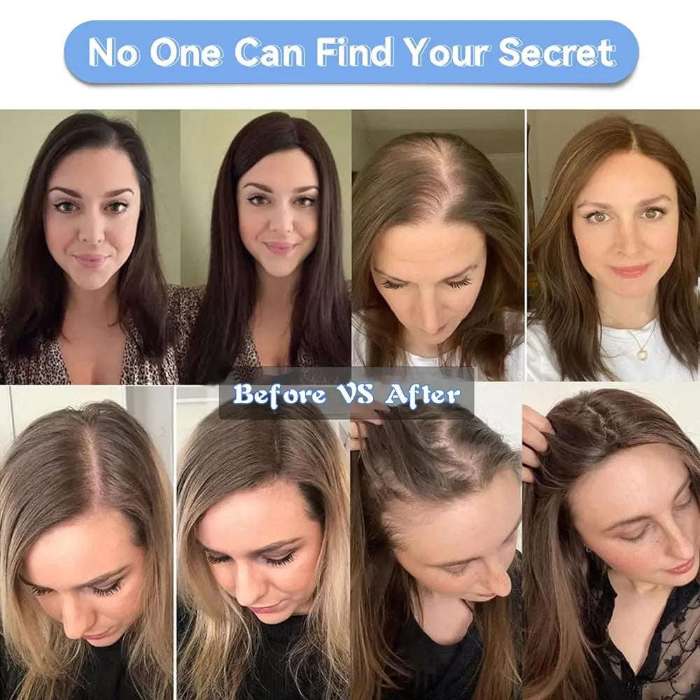 100% Real Human Hair Toppers for Women Ombre Brown Blonde Hair Topper 3.5*4 inch Lace Base Clip in Hair Extensions for Hair Loss
