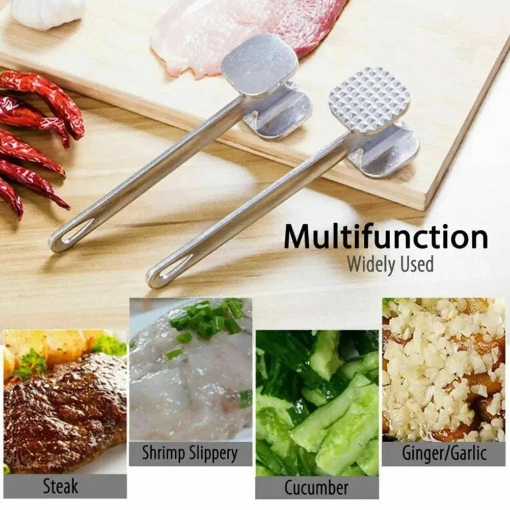 Stainless Steel Double-Sided Square Meat Tenderizer Hammer Food-Safe Kitchen Tool for Pork Chops Meat Tenderizing Appliance