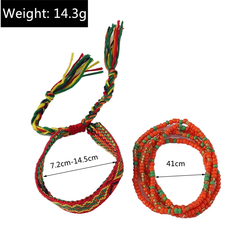 Bohemian Handmade Beads Anklets Embroidery Braided Ankle Bracelets Summer Beach On Leg Foot Chain Female Girls Jewelry Gifts