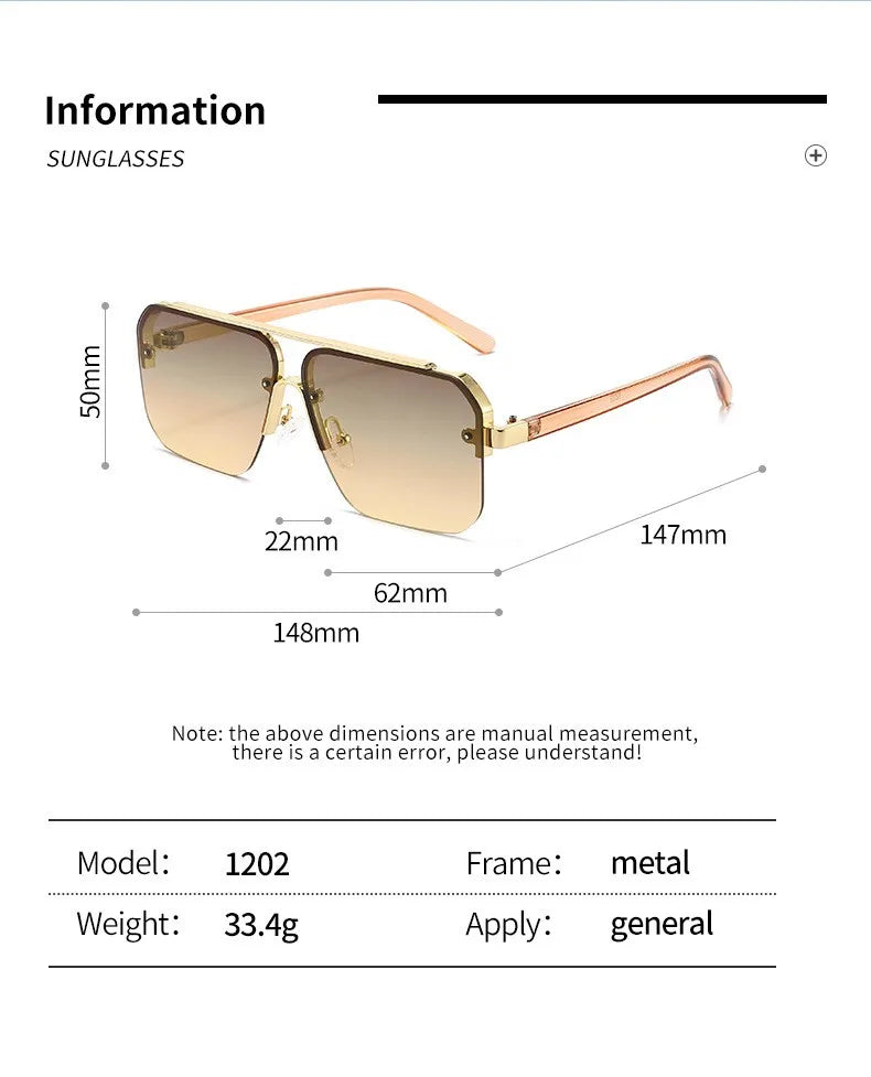 2025 New Square Box Sunglasses Trend Fashion Sunglasses Men And Women Half -frame Car Sunglasses 1202