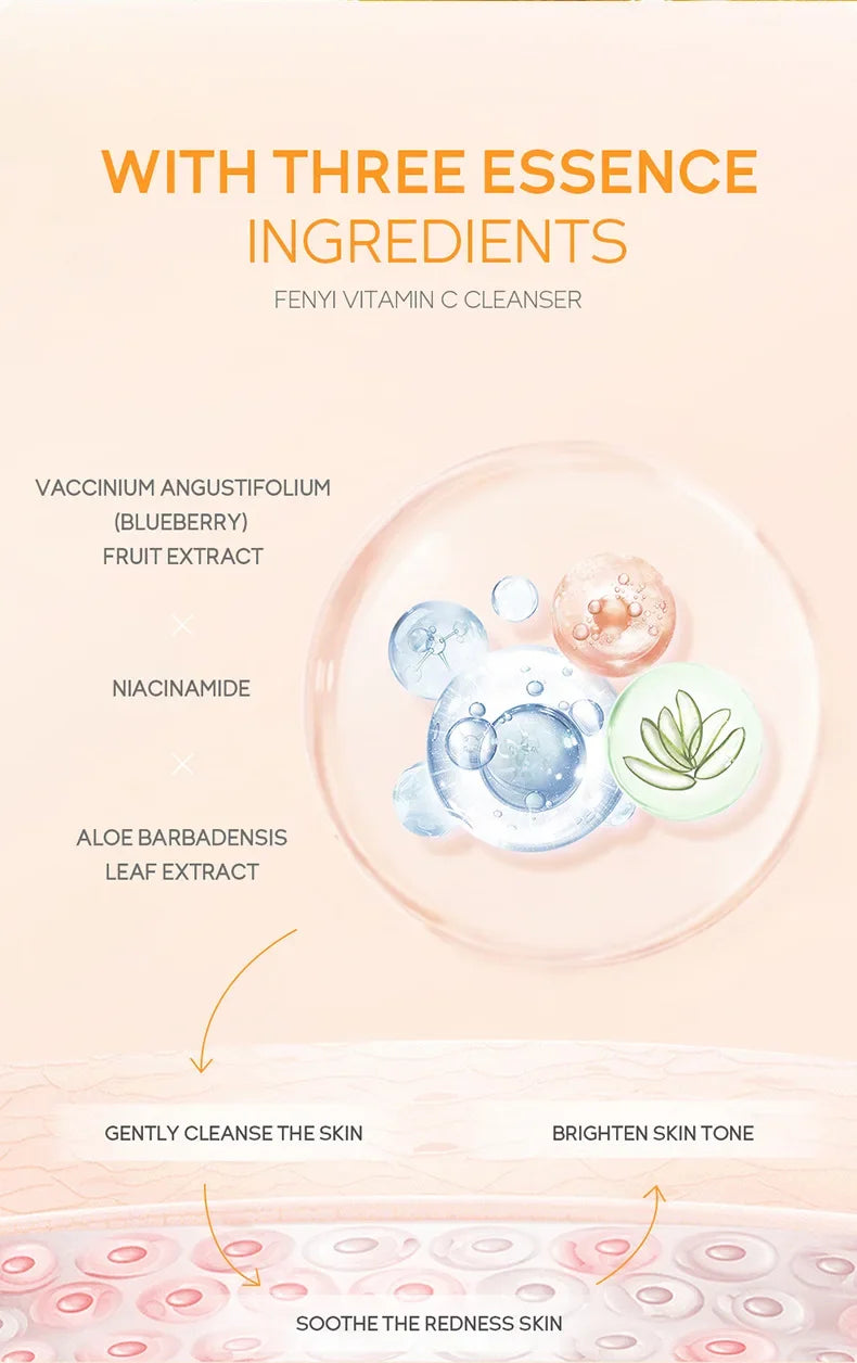 Japanese Cherry Blossom or Vitamin C Facial Cleanser Skin Cleansing Moisturizing  Blackhead Remove Skincare Face Wash Foam Face