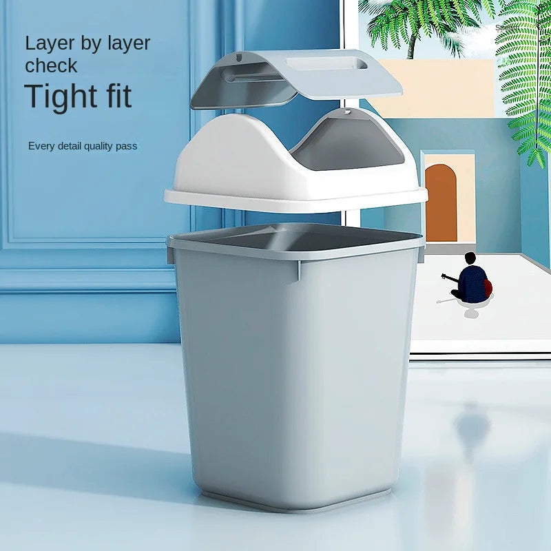 Trash can household bathroom toilet kitchen living room with cover bedroom large capacity shaking cover storage bucket